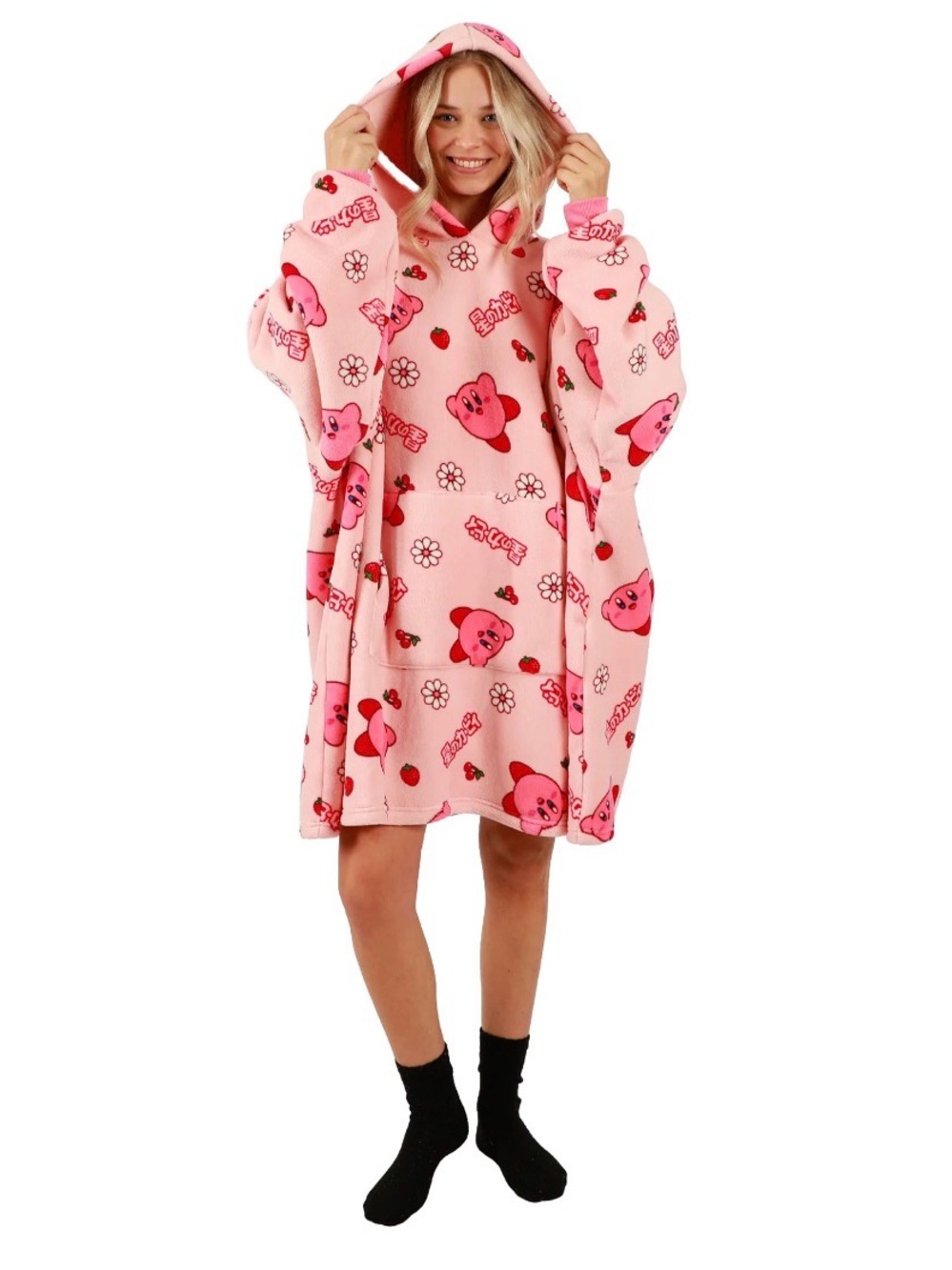 Kawaii Gamer Kirby Snuggie Blanket Hoodie